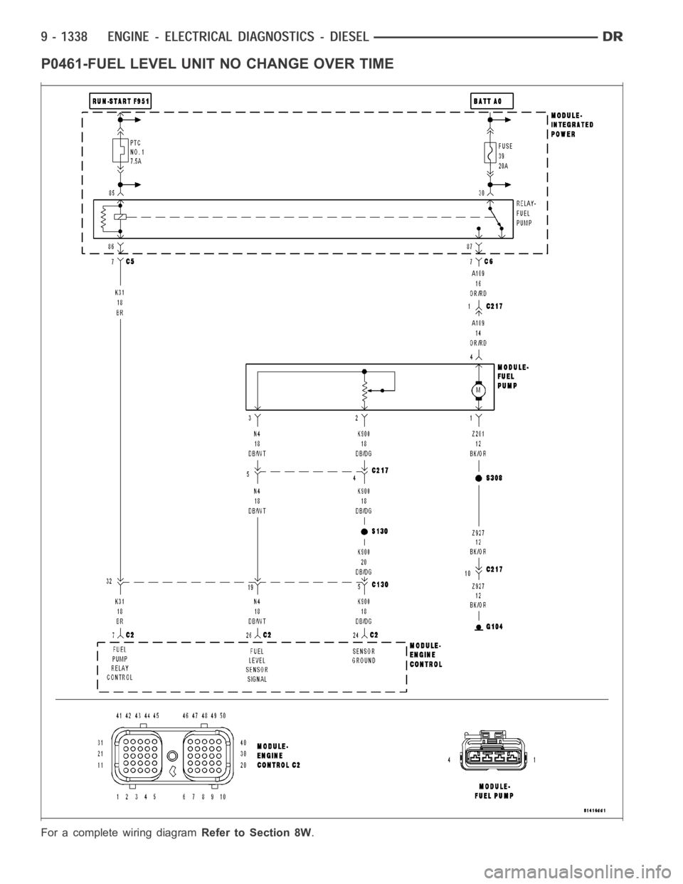 DODGE RAM SRT-10 2006  Service Repair Manual P0461-FUEL LEVEL UNIT NO CHANGE OVER TIME
For a complete wiring diagramRefer to Section 8W. 