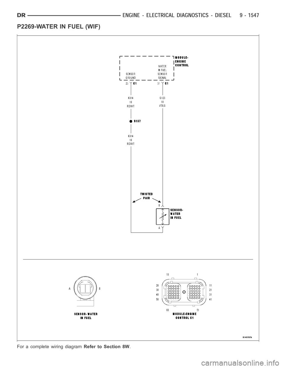 DODGE RAM SRT-10 2006  Service Repair Manual P2269-WATER IN FUEL (WIF)
For a complete wiring diagramRefer to Section 8W. 