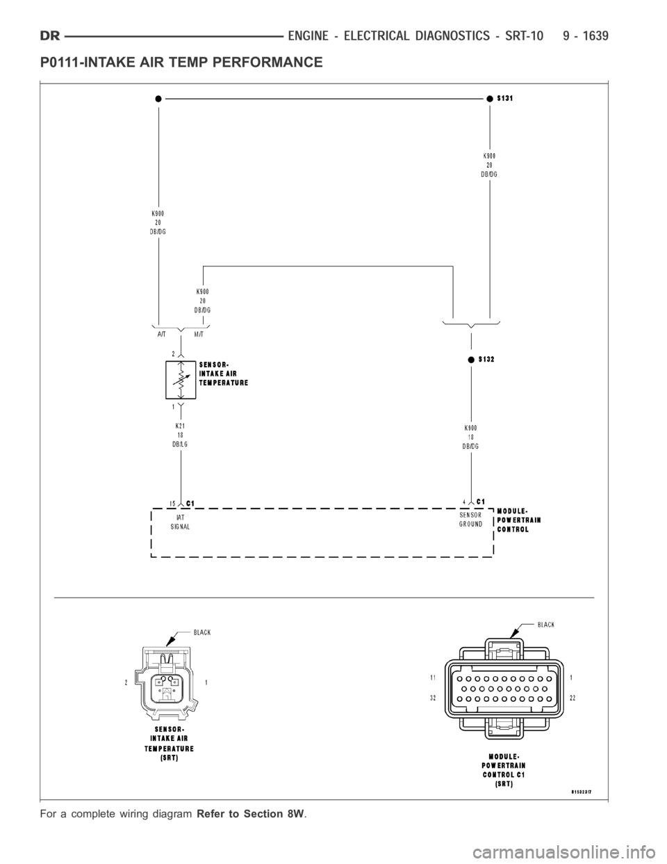 DODGE RAM SRT-10 2006  Service Repair Manual P0111-INTAKE AIR TEMP PERFORMANCE
For a complete wiring diagramRefer to Section 8W. 