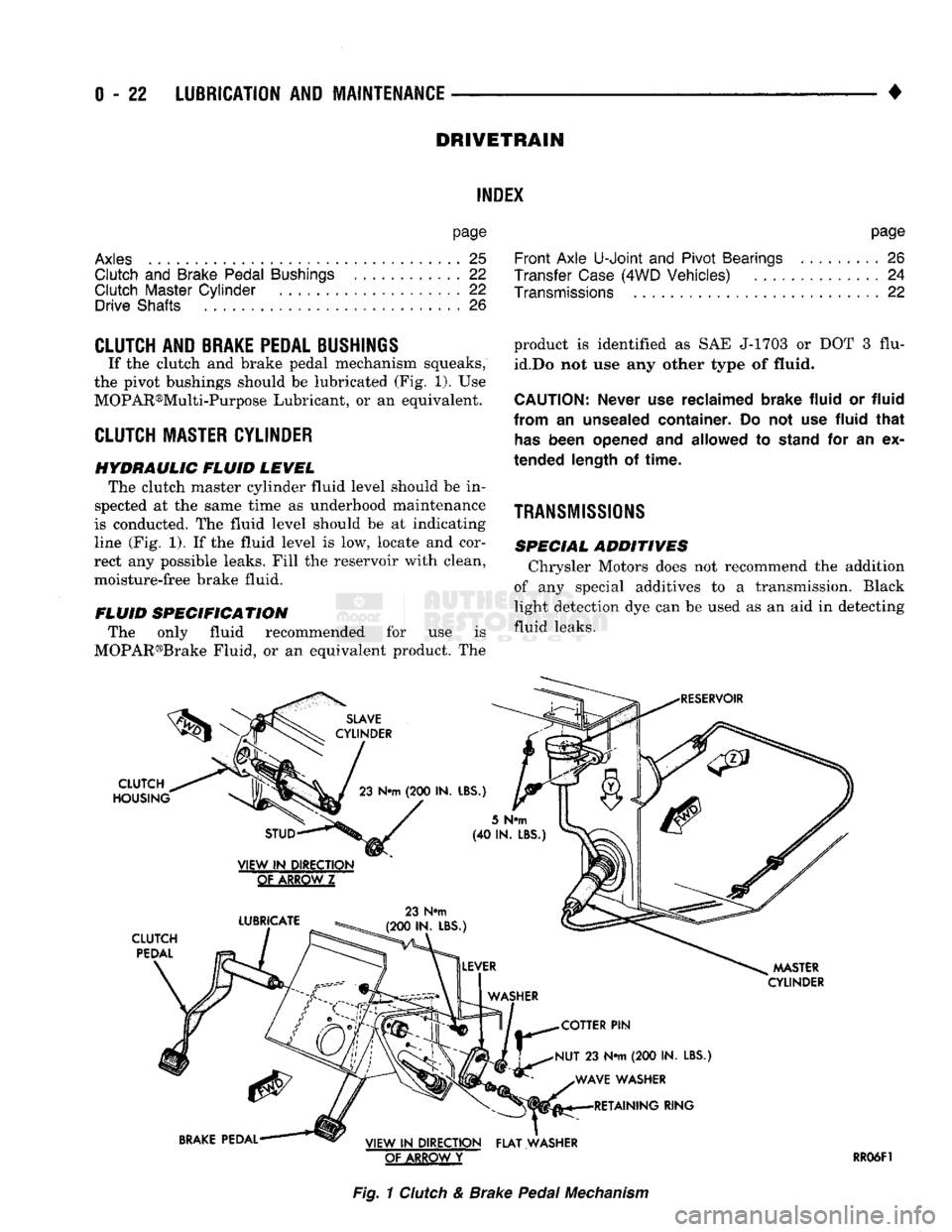 DODGE TRUCK 1993 Service Repair Manual
0
- 22
LUBRICATION
AND
MAINTENANCE
DRIVETRAIN
INDEX
page
Axles
25
Clutch
and
Brake Pedal
Bushings
............ 22
Clutch Master Cylinder
22
Drive Shafts
26
page
Front Axl DODGE TRUCK 1993 Service Repair Manual
0
- 22
LUBRICATION
AND
MAINTENANCE
DRIVETRAIN
INDEX
page
Axles
25
Clutch
and
Brake Pedal
Bushings
............ 22
Clutch Master Cylinder
22
Drive Shafts
26
page
Front Axl