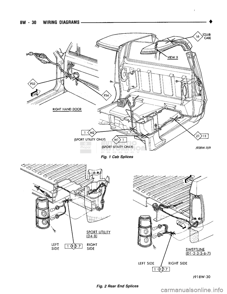 DODGE TRUCK 1993  Service Repair Manual 
Fig.
 2
 Rear
 End
 Splices   