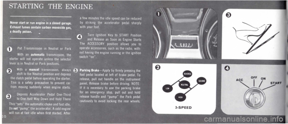 DODGE MONACO 1965 1.G Owners Manual ACC OFF ON 
1/ /,ART 
~  