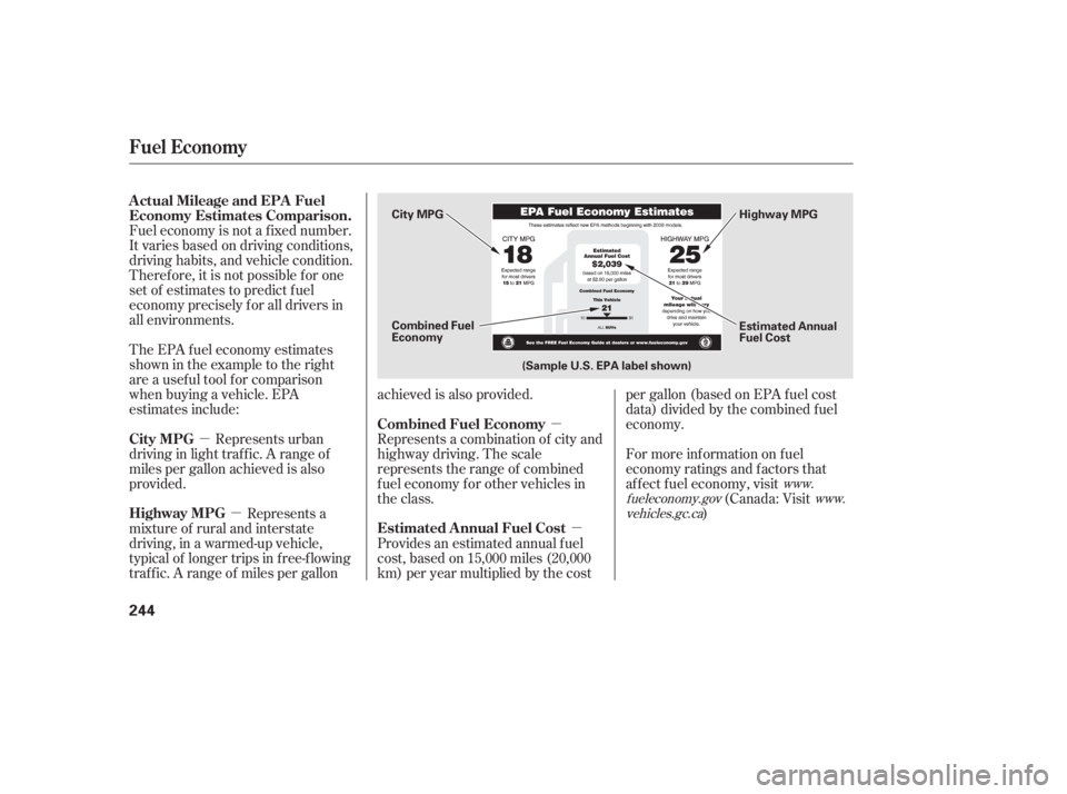 HONDA CIVIC SEDAN 2011 Owners Manual (in English) µµ
µ µ
Fuel economy is not a f ixed number.
It varies based on driving conditions,
driving habits, and vehicle condition.
Theref ore, it is not possible f or one
set of estimates to predict f HONDA CIVIC SEDAN 2011 Owners Manual (in English) µµ
µ µ
Fuel economy is not a f ixed number.
It varies based on driving conditions,
driving habits, and vehicle condition.
Theref ore, it is not possible f or one
set of estimates to predict f