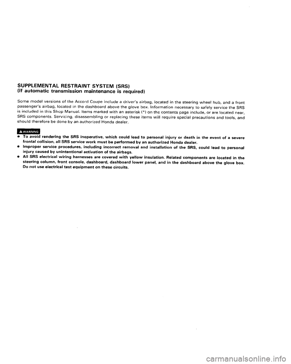 HONDA ACCORD 1995  Service Repair Manual 