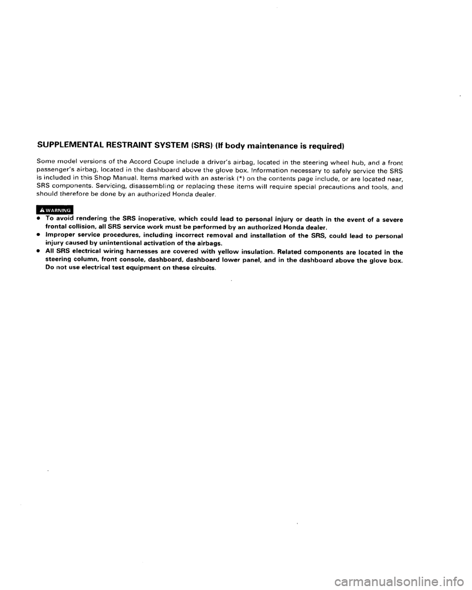 HONDA ACCORD 1995  Service Repair Manual 