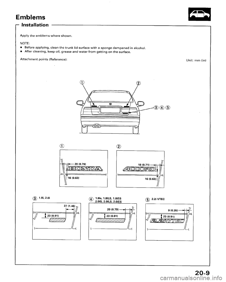 HONDA ACCORD 1996  Service Manual Supplement 