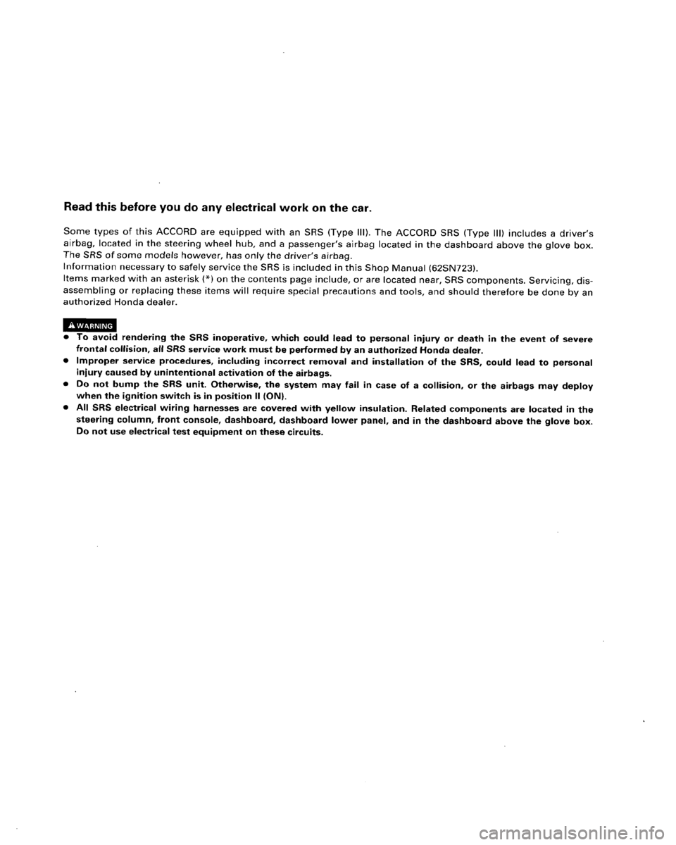 HONDA ACCORD 1996  Service Manual Supplement 