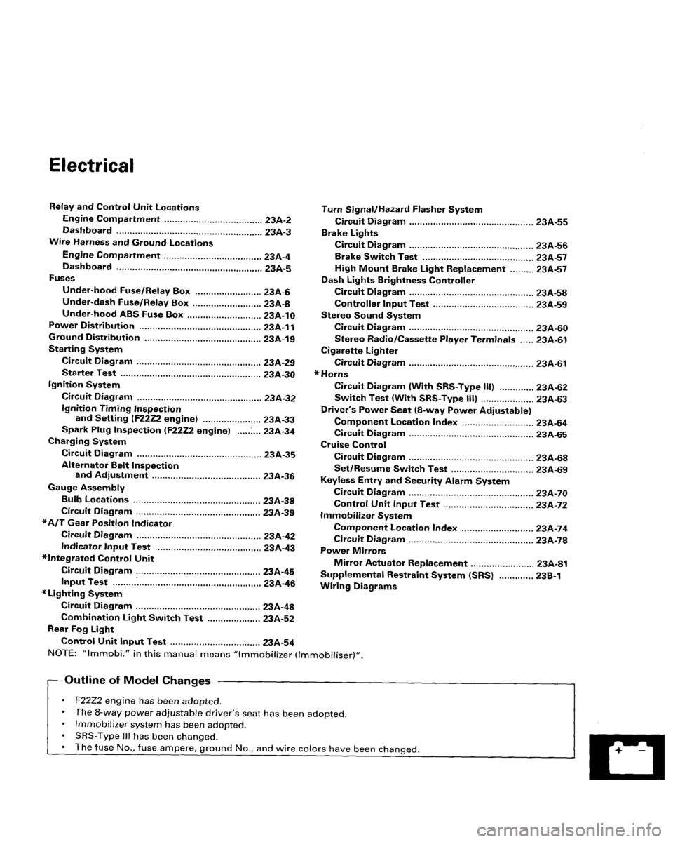 HONDA ACCORD 1996  Service Manual Supplement 