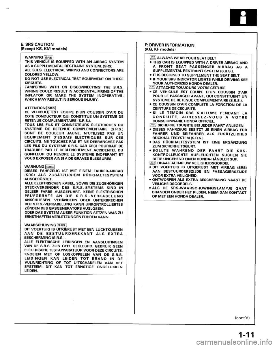HONDA PRELUDE 1996  Service Repair Manual 