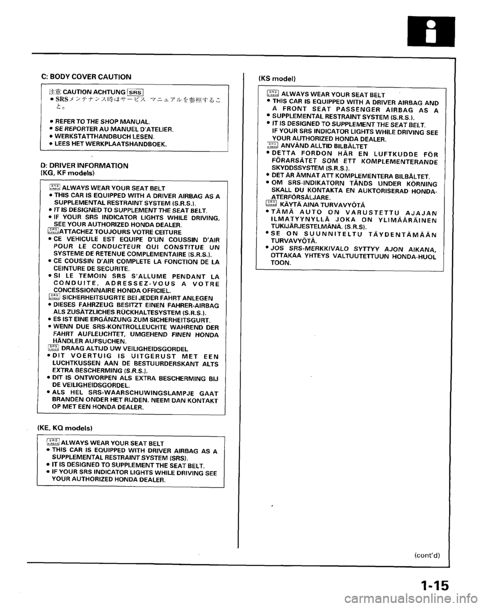 HONDA PRELUDE 1996  Service Repair Manual 