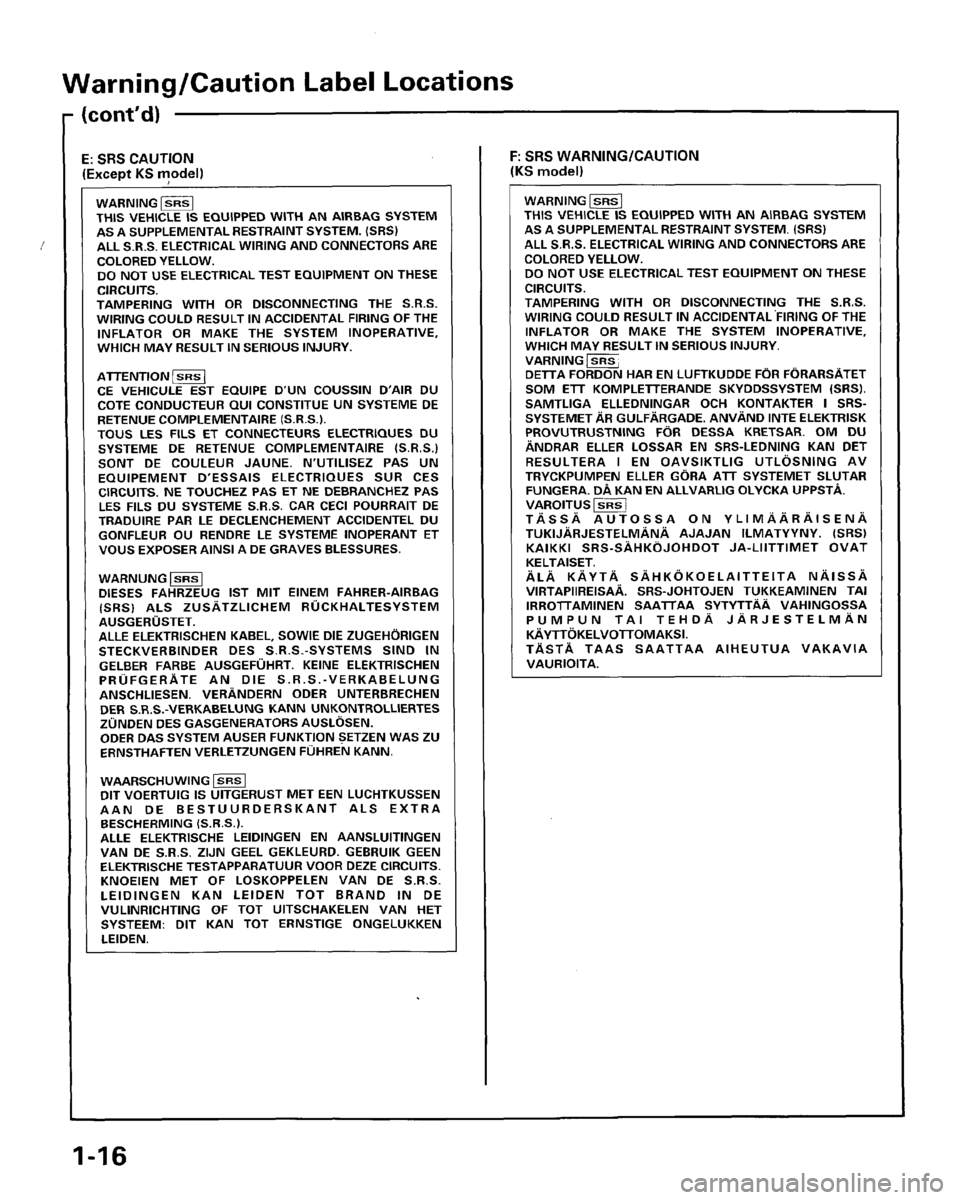 HONDA PRELUDE 1996  Service Repair Manual 