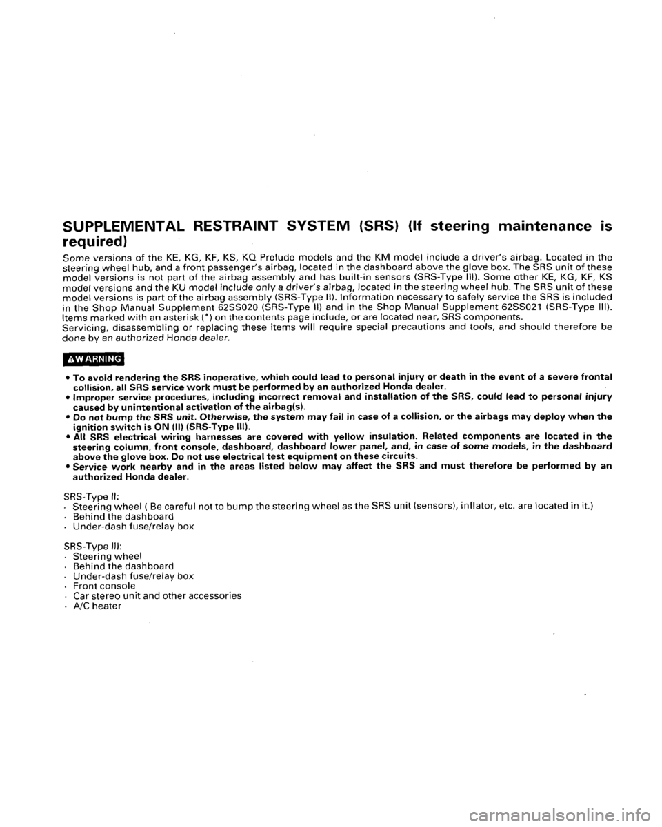 HONDA PRELUDE 1996  Service Repair Manual 