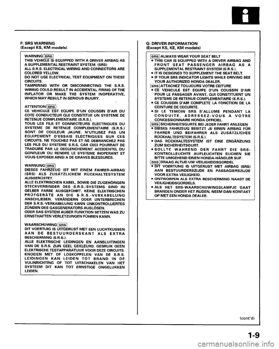HONDA PRELUDE 1995  Service Repair Manual 