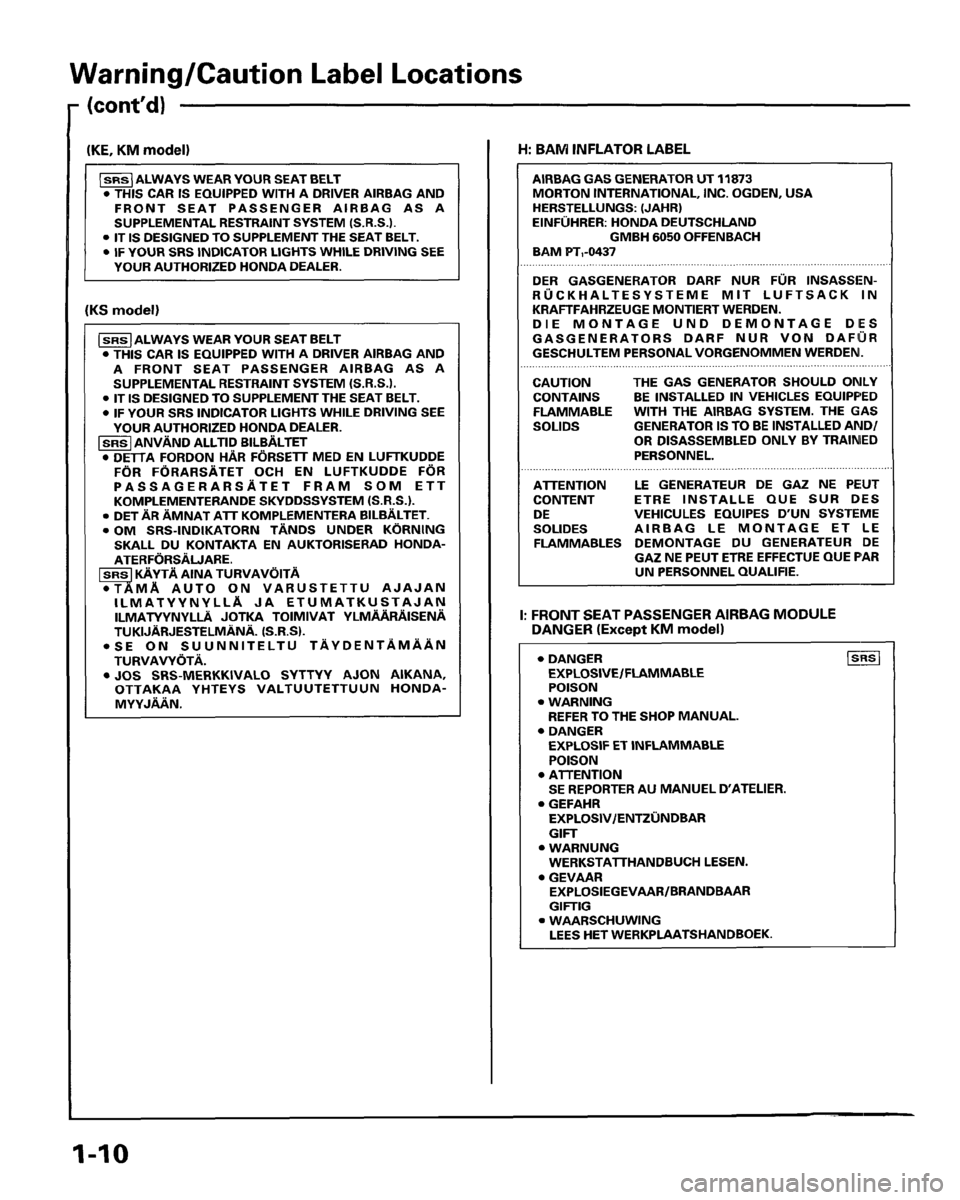 HONDA PRELUDE 1995  Service Repair Manual 