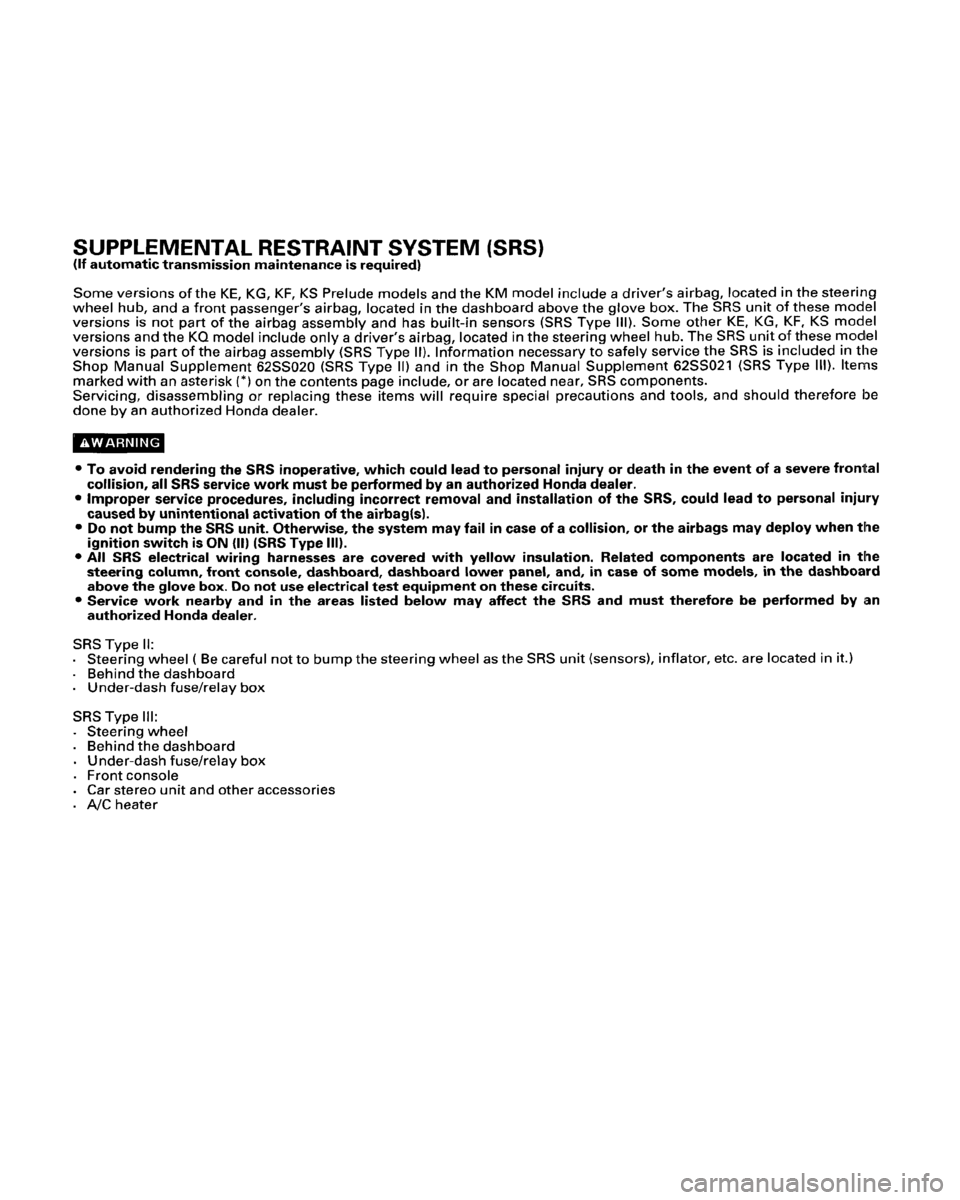 HONDA PRELUDE 1995  Service Repair Manual 