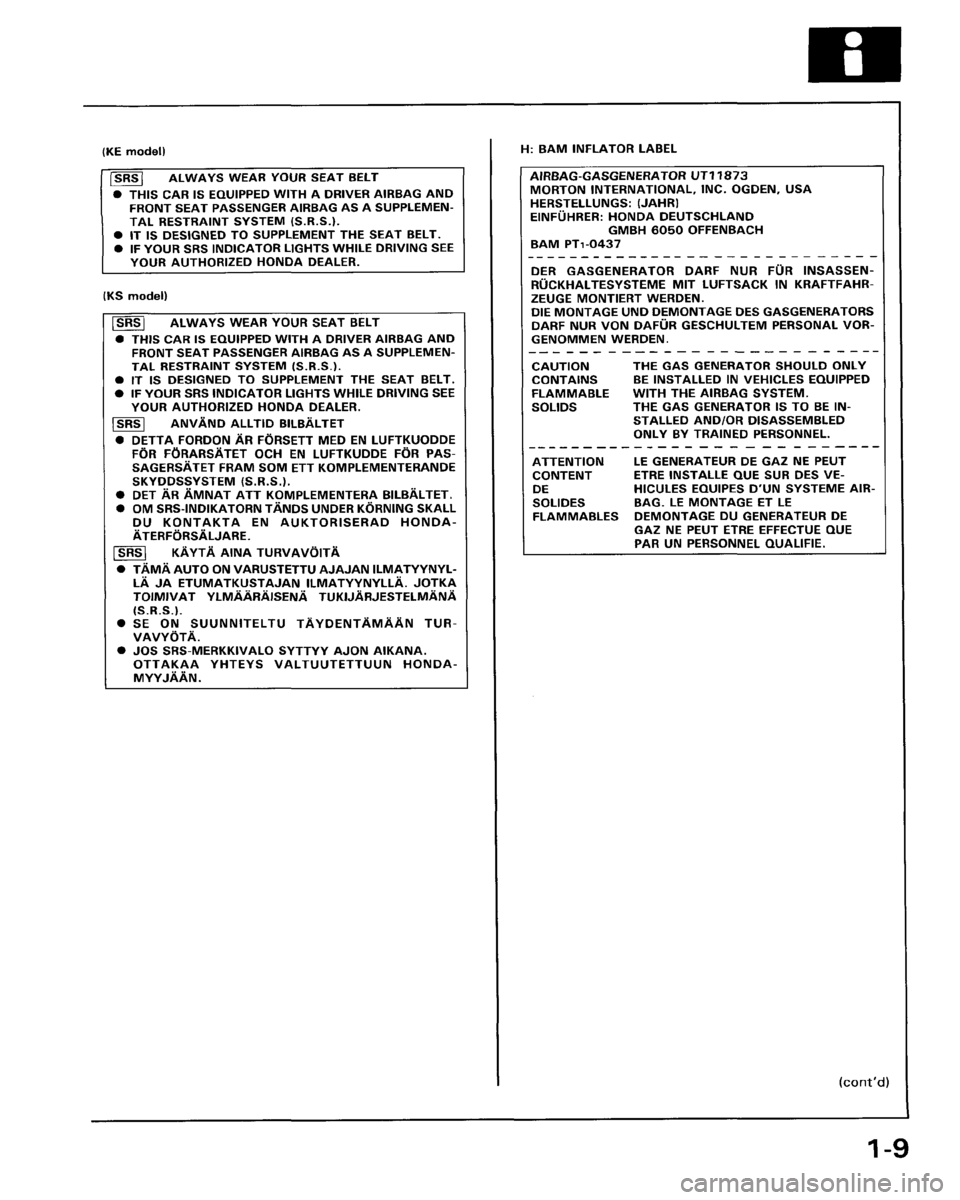 HONDA PRELUDE 1994  Service Repair Manual 