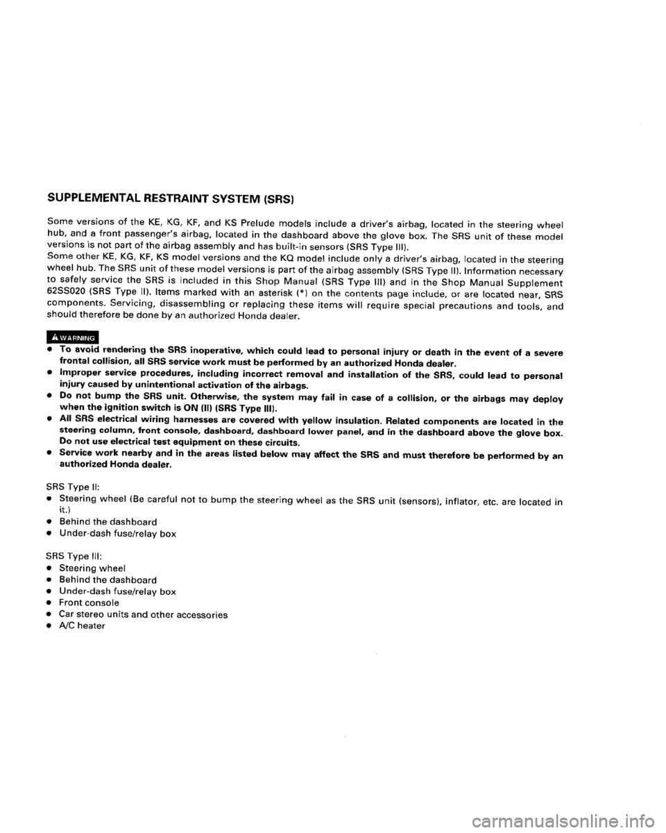 HONDA PRELUDE 1994  Service Repair Manual 