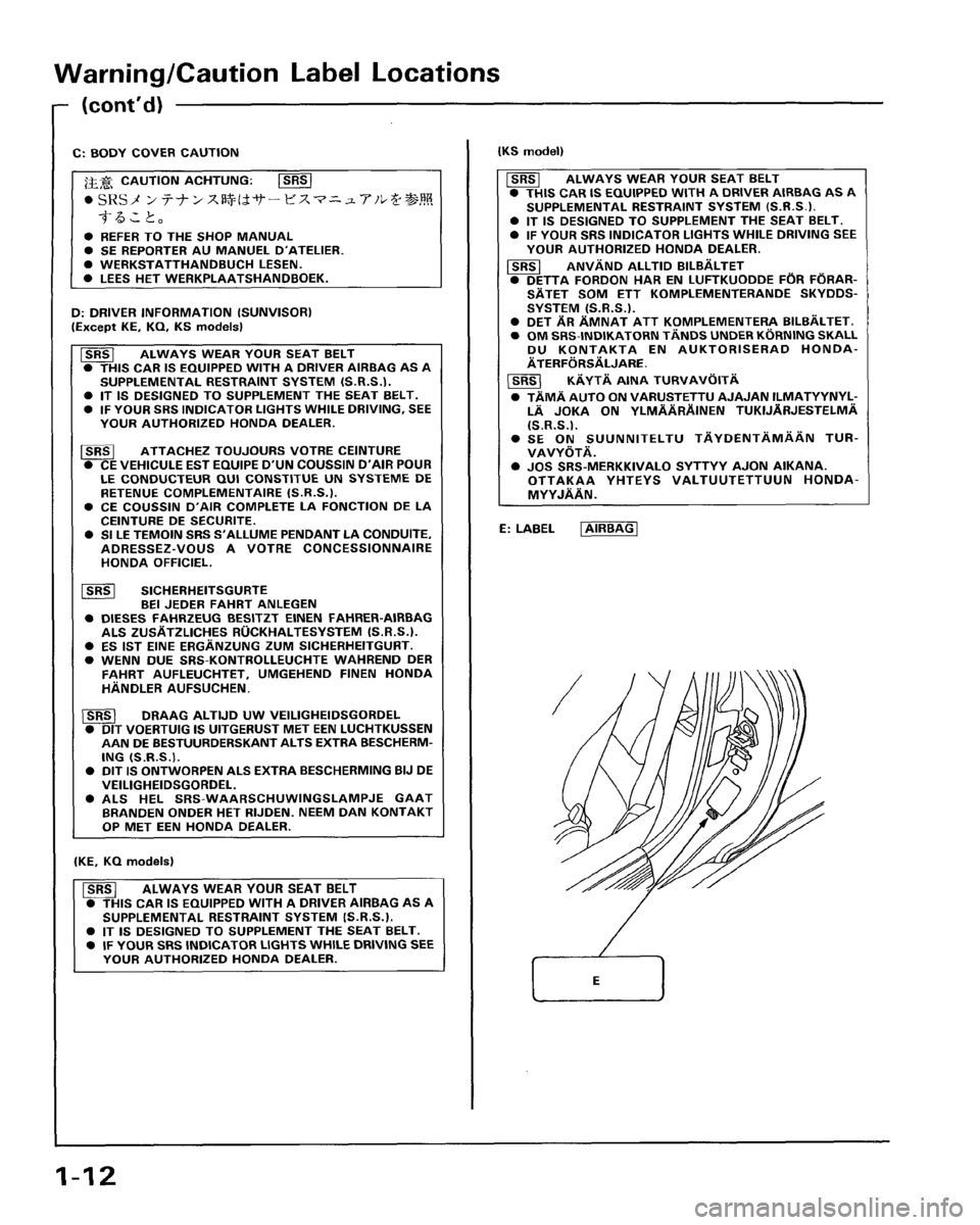 HONDA PRELUDE 1994  Service Repair Manual 