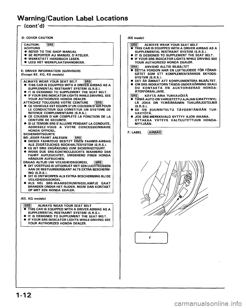 HONDA PRELUDE 1993  Service Repair Manual 