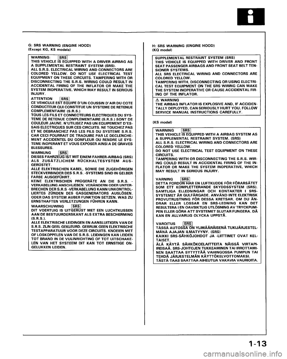 HONDA PRELUDE 1993  Service Repair Manual 