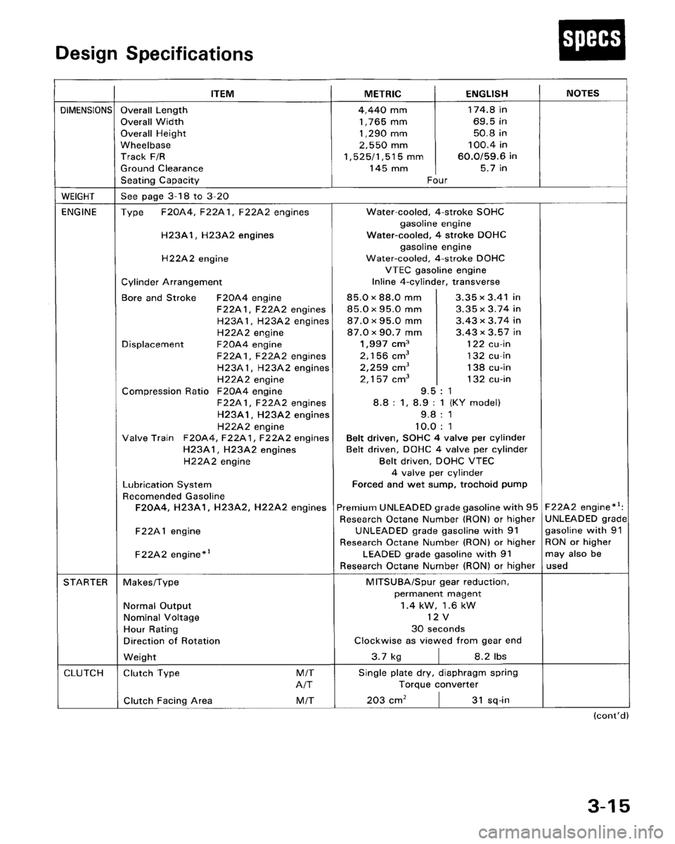 HONDA PRELUDE 1993  Service Repair Manual 