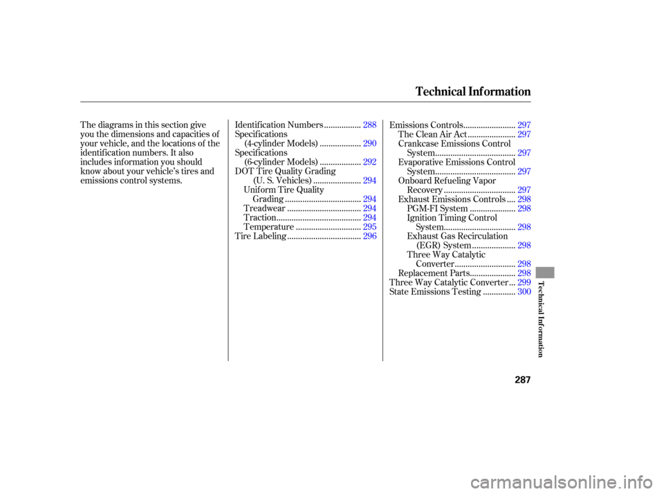 HONDA ACCORD COUPE 2006 CL7 / 7.G Owners Manual Thediagramsinthissectiongive
you the dimensions and capacities of
your vehicle, and the locations of the
identif ication numbers. It also
includes inf ormation you should
know about your vehicle’s t HONDA ACCORD COUPE 2006 CL7 / 7.G Owners Manual Thediagramsinthissectiongive
you the dimensions and capacities of
your vehicle, and the locations of the
identif ication numbers. It also
includes inf ormation you should
know about your vehicle’s t