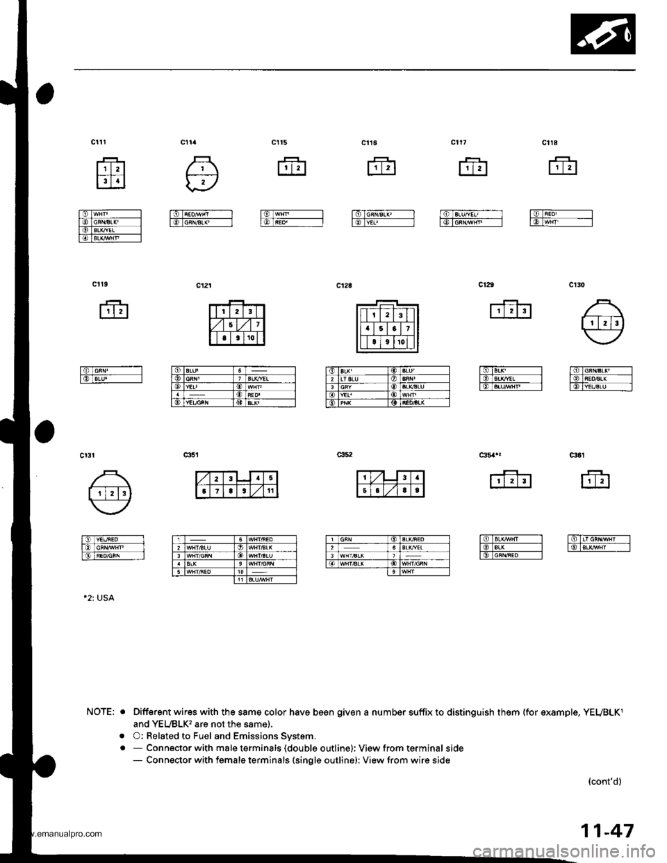 HONDA CR-V 1999 RD1-RD3 / 1.G Workshop Manual 
frfr
ct10
fr
I6rc;iEiF--lIltIYEr, - ll
ctt5
fr
ffi
\,v
tdTiaotfi-----lIETcRll,aLX ---l
tltl
[.1.1
lSlwHr -------
lo GnNAUC ITdTBLx/YEL -fdBtx vNP -----1
ct19
fr
l6lcnN -l
lo eLU ,
L4.lrl
ldTcRN/