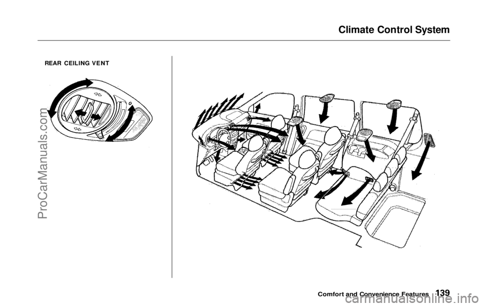 HONDA ODYSSEY 1999  Owners Manual 
Climate Control System
REAR CEILING VENT

Comfort and Convenience FeaturesProCarManuals.comMain Menu Table of Contents s t   