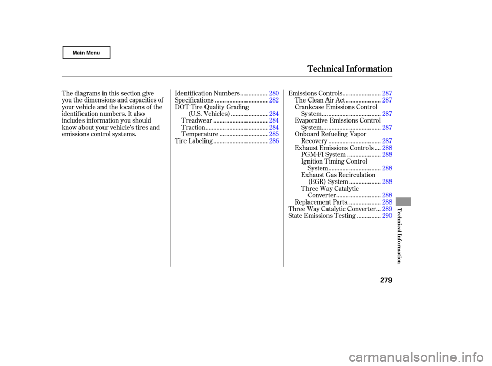 HONDA CIVIC COUPE 2007 8.G Owners Manual Thediagramsinthissectiongive
you the dimensions and capacities of
your vehicle and the locations of the
identif ication numbers. It also
includes inf ormation you should
know about your vehicle’s ti HONDA CIVIC COUPE 2007 8.G Owners Manual Thediagramsinthissectiongive
you the dimensions and capacities of
your vehicle and the locations of the
identif ication numbers. It also
includes inf ormation you should
know about your vehicle’s ti