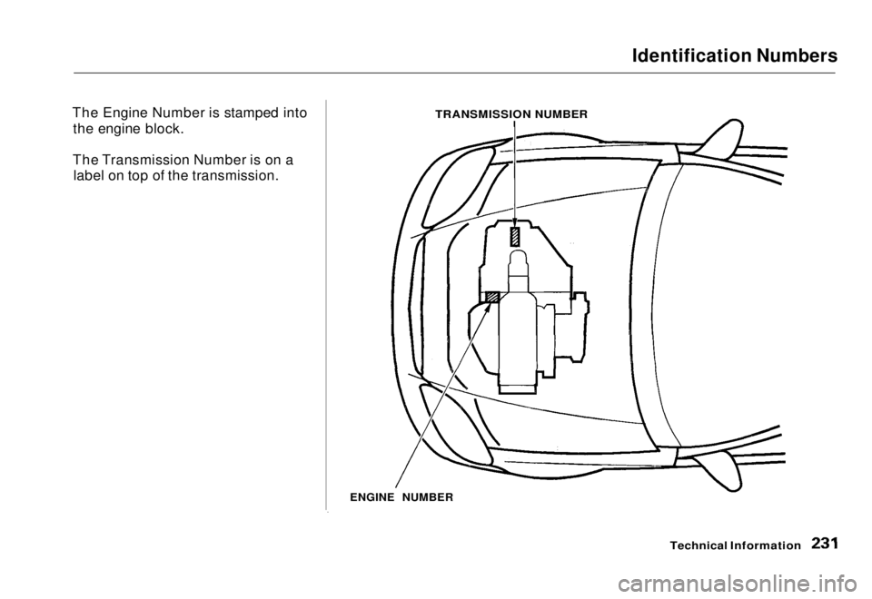 HONDA CIVIC COUPE 1998  Owners Manual Identification Numbers

The Engine Number is stamped into the engine block.
The Transmission Number is on a label on top of the transmission.

Technical Information

ENGINE NUMBER
 TRANSMISSION NUMBER
