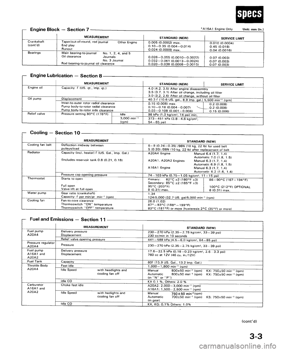HONDA ACCORD 1986 CA / 3.G Workshop Manual 
