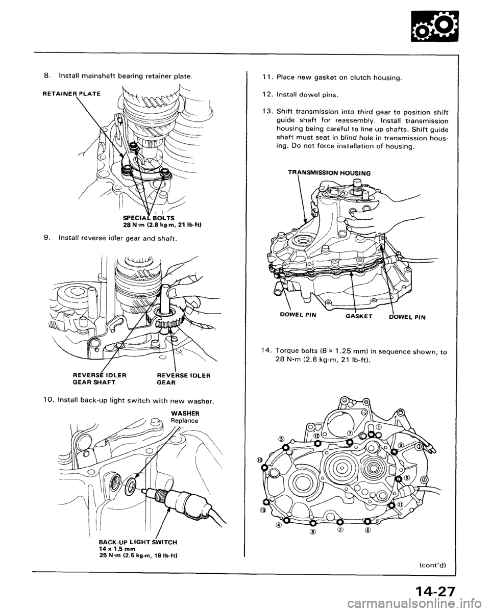 HONDA ACCORD 1986 CA / 3.G Workshop Manual 