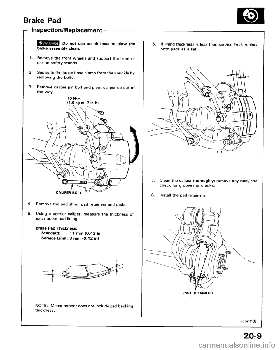HONDA ACCORD 1986 CA / 3.G Workshop Manual 