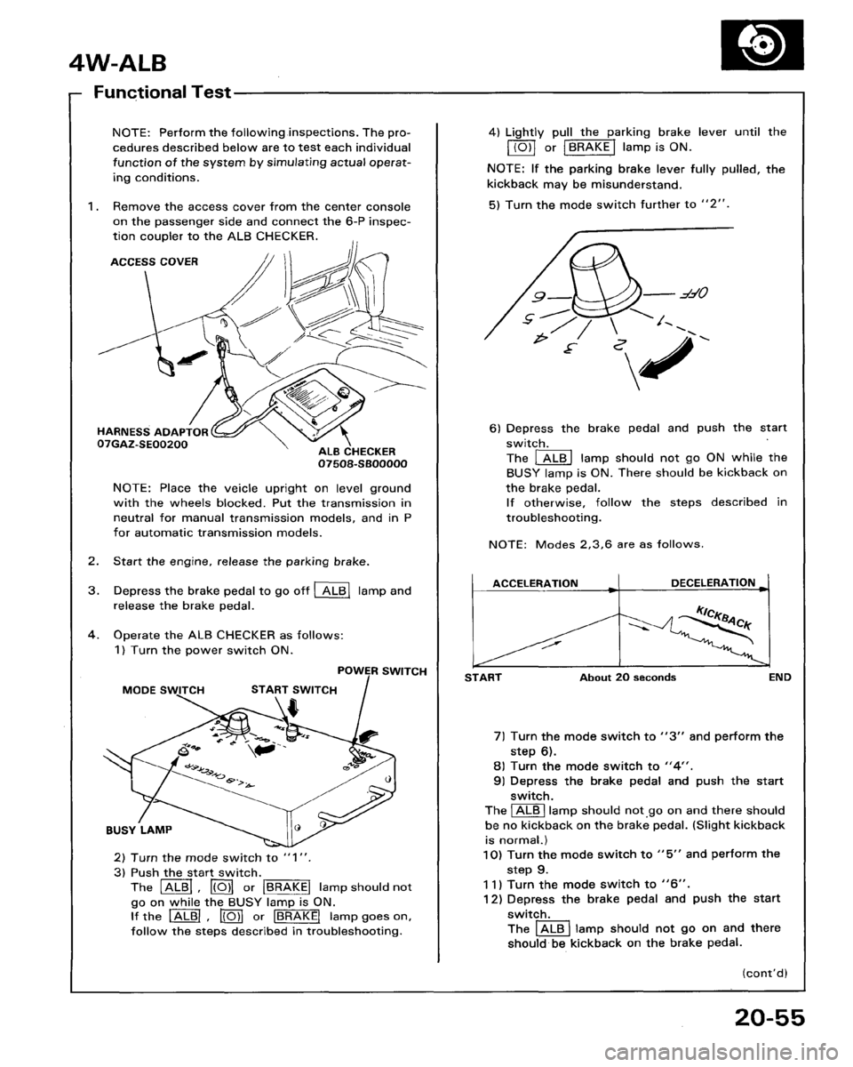 HONDA ACCORD 1986 CA / 3.G Workshop Manual 