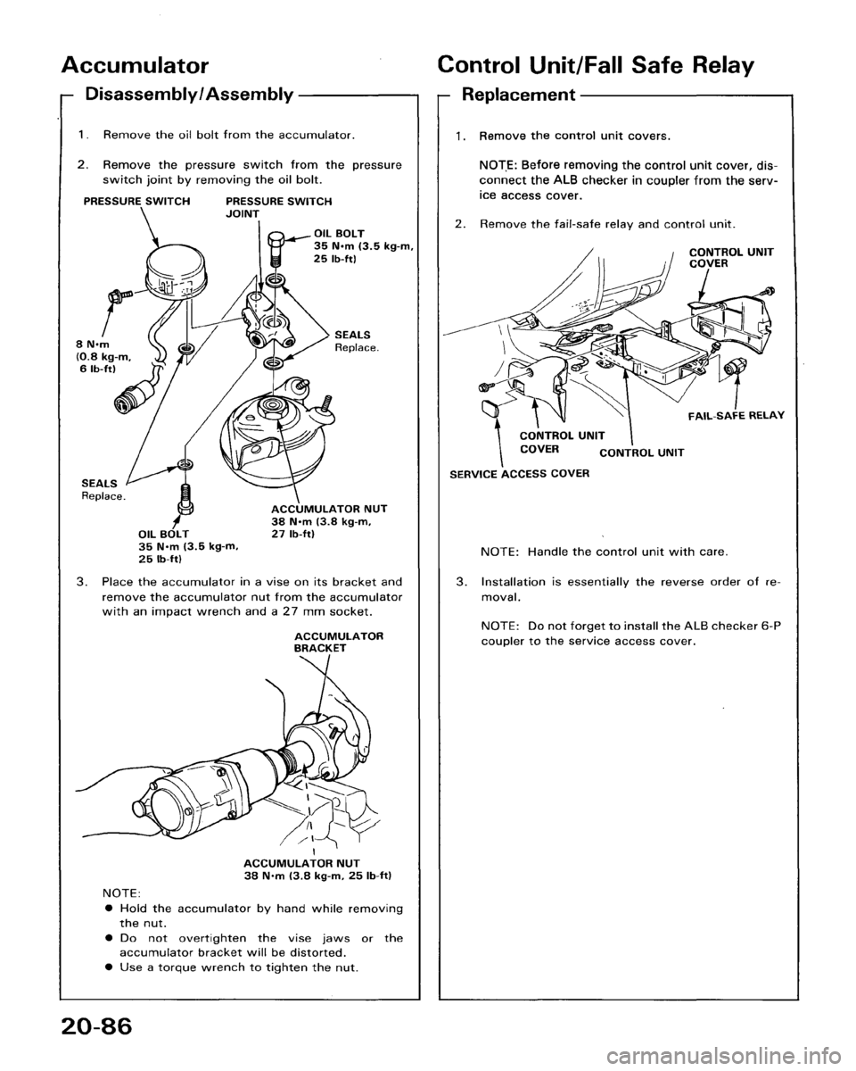HONDA ACCORD 1986 CA / 3.G Workshop Manual 