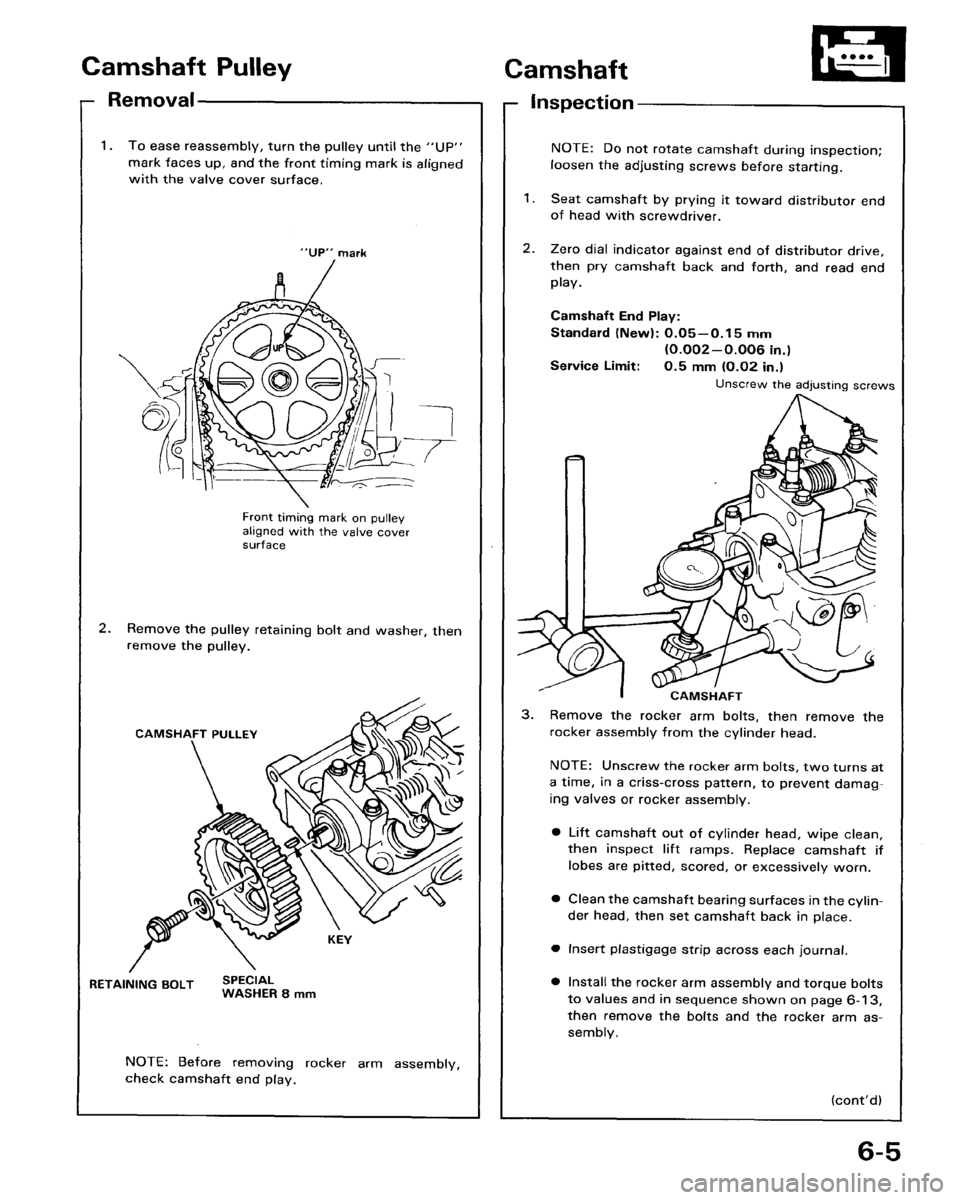 HONDA ACCORD 1986 CA / 3.G Workshop Manual 