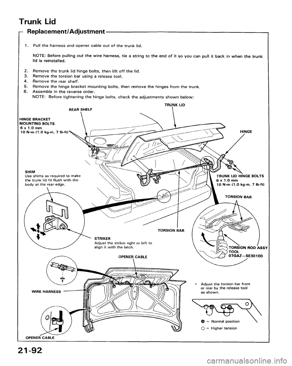 HONDA ACCORD 1986 CA / 3.G Workshop Manual 