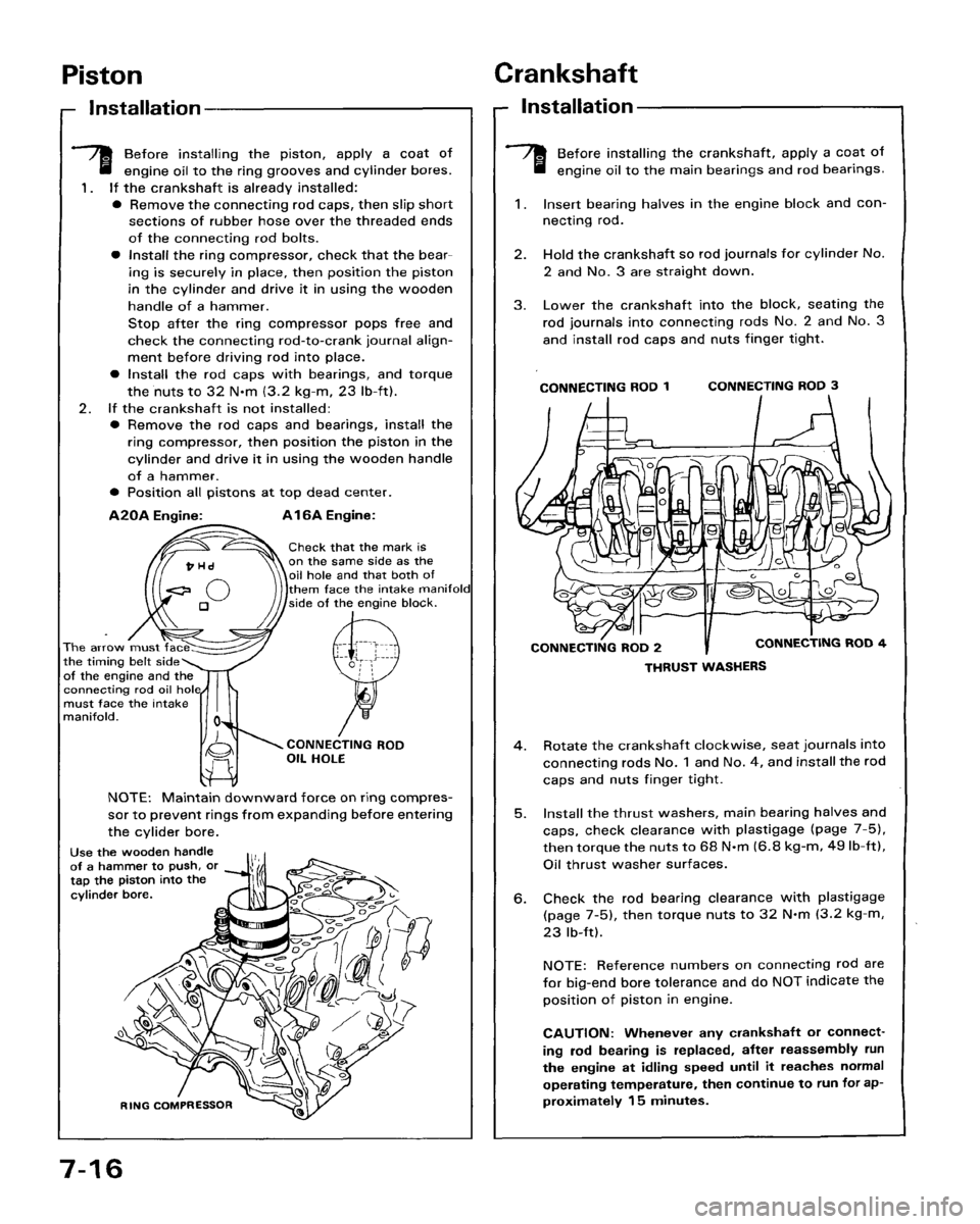 HONDA ACCORD 1986 CA / 3.G Workshop Manual 