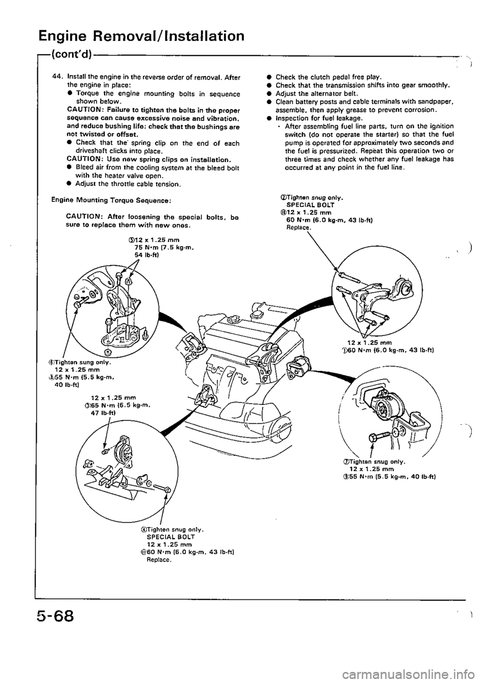 HONDA CIVIC 1990 4.G Supplement Workshop Manual 