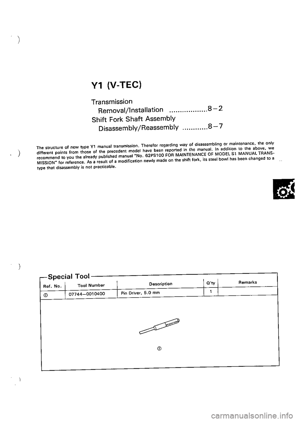 HONDA CIVIC 1990 4.G Supplement Workshop Manual 