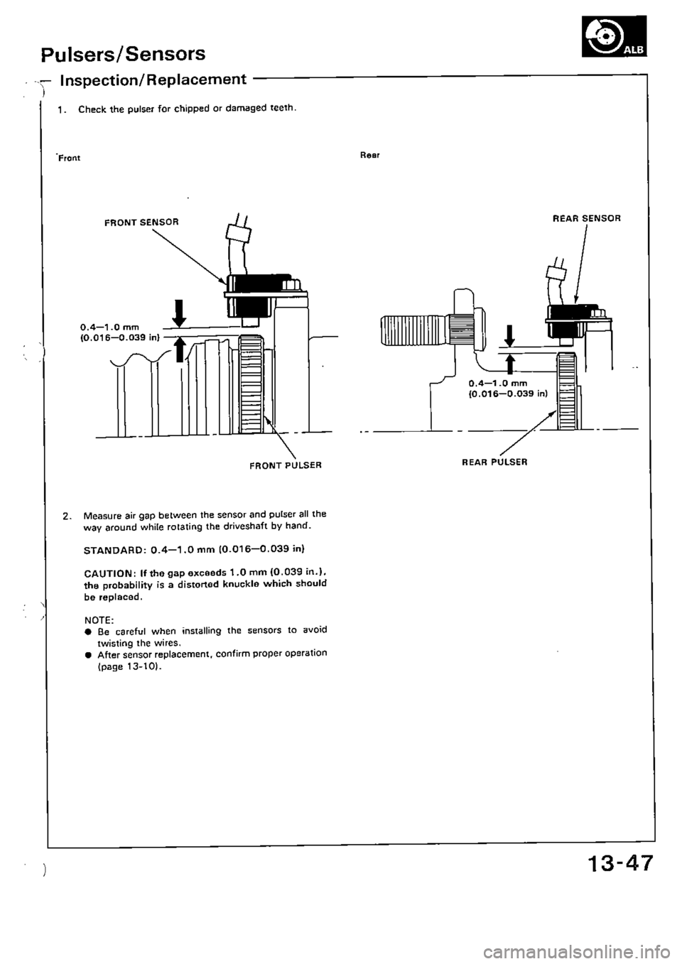 HONDA CIVIC 1990 4.G Supplement Workshop Manual 