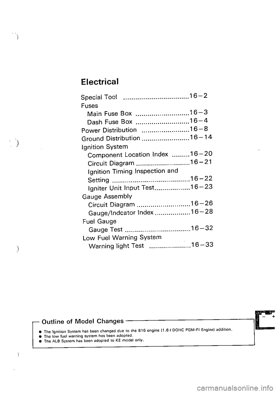 HONDA CIVIC 1990 4.G Supplement Workshop Manual 