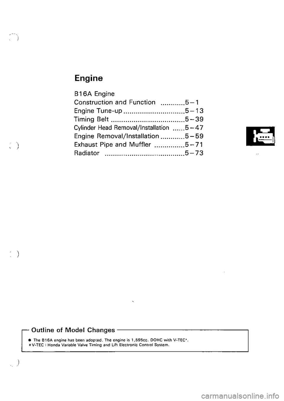 HONDA CIVIC 1989 4.G Supplement Workshop Manual 