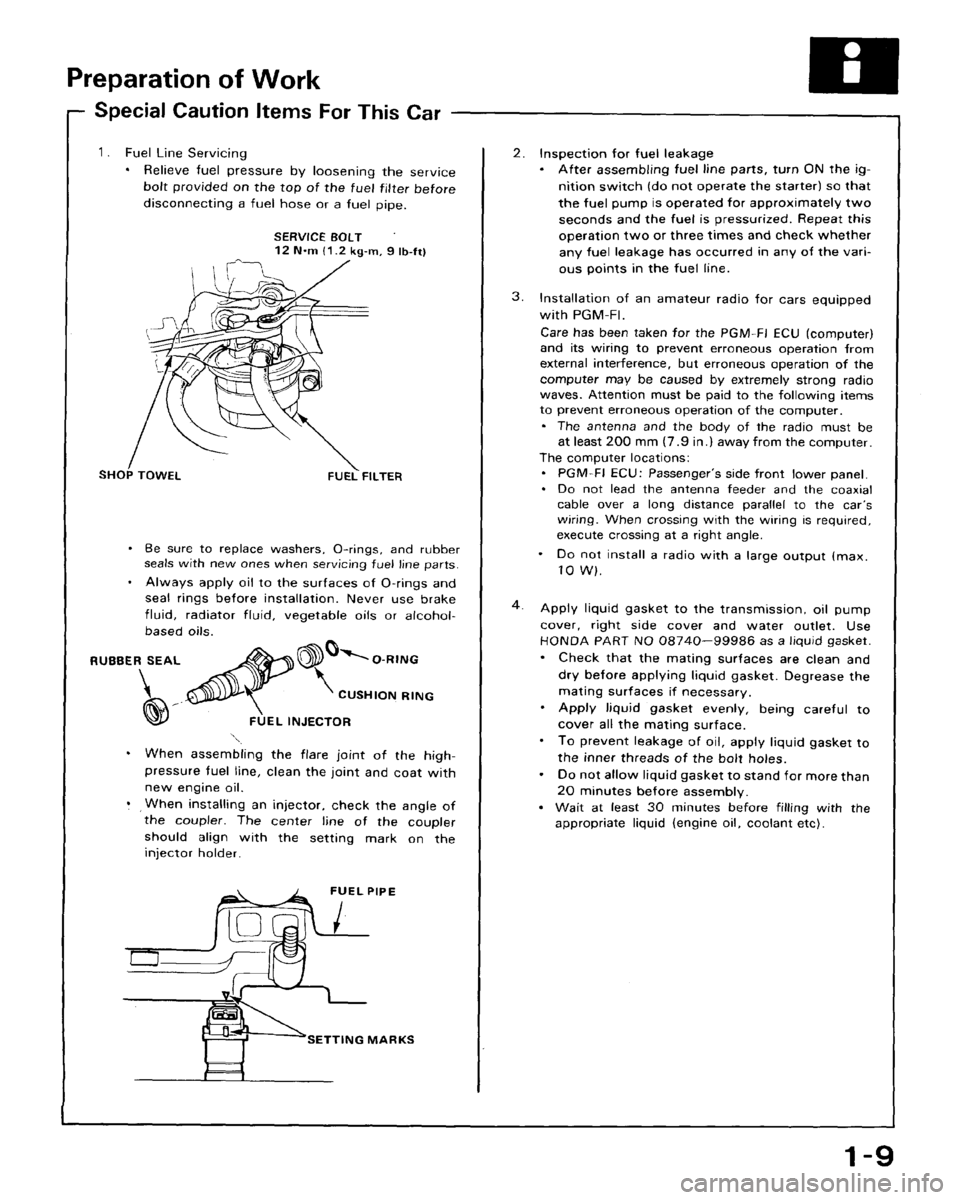 HONDA CRX 1988 2.G Workshop Manual 