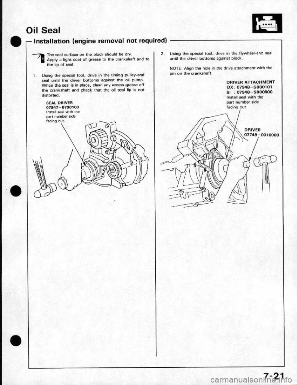 HONDA CRX 1991 2.G Workshop Manual 