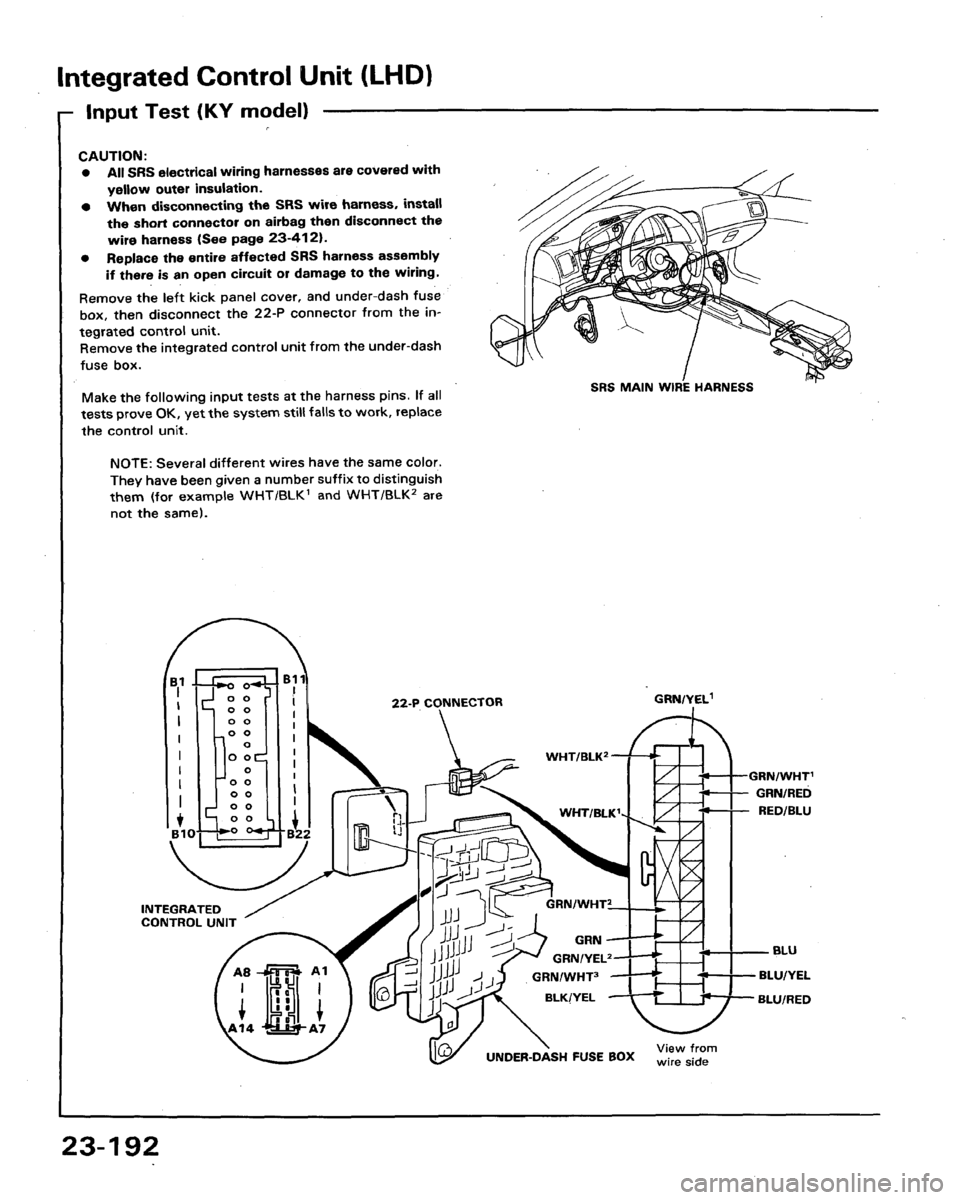HONDA LEGEND 1991 2.G Workshop Manual 