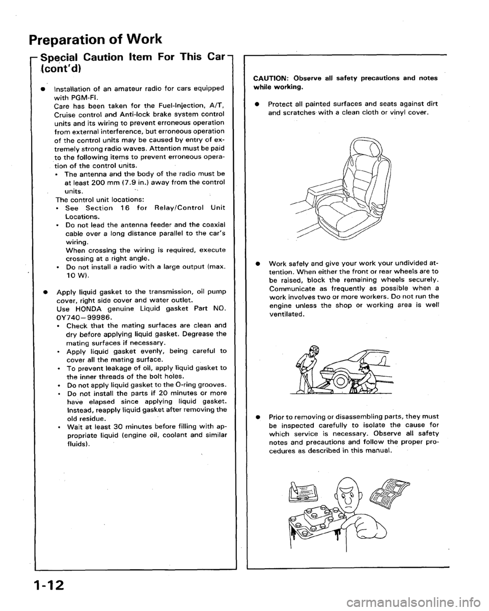 HONDA LEGEND 1991 2.G Workshop Manual 