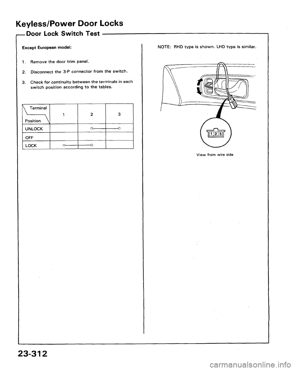 HONDA LEGEND 1991 2.G Workshop Manual 