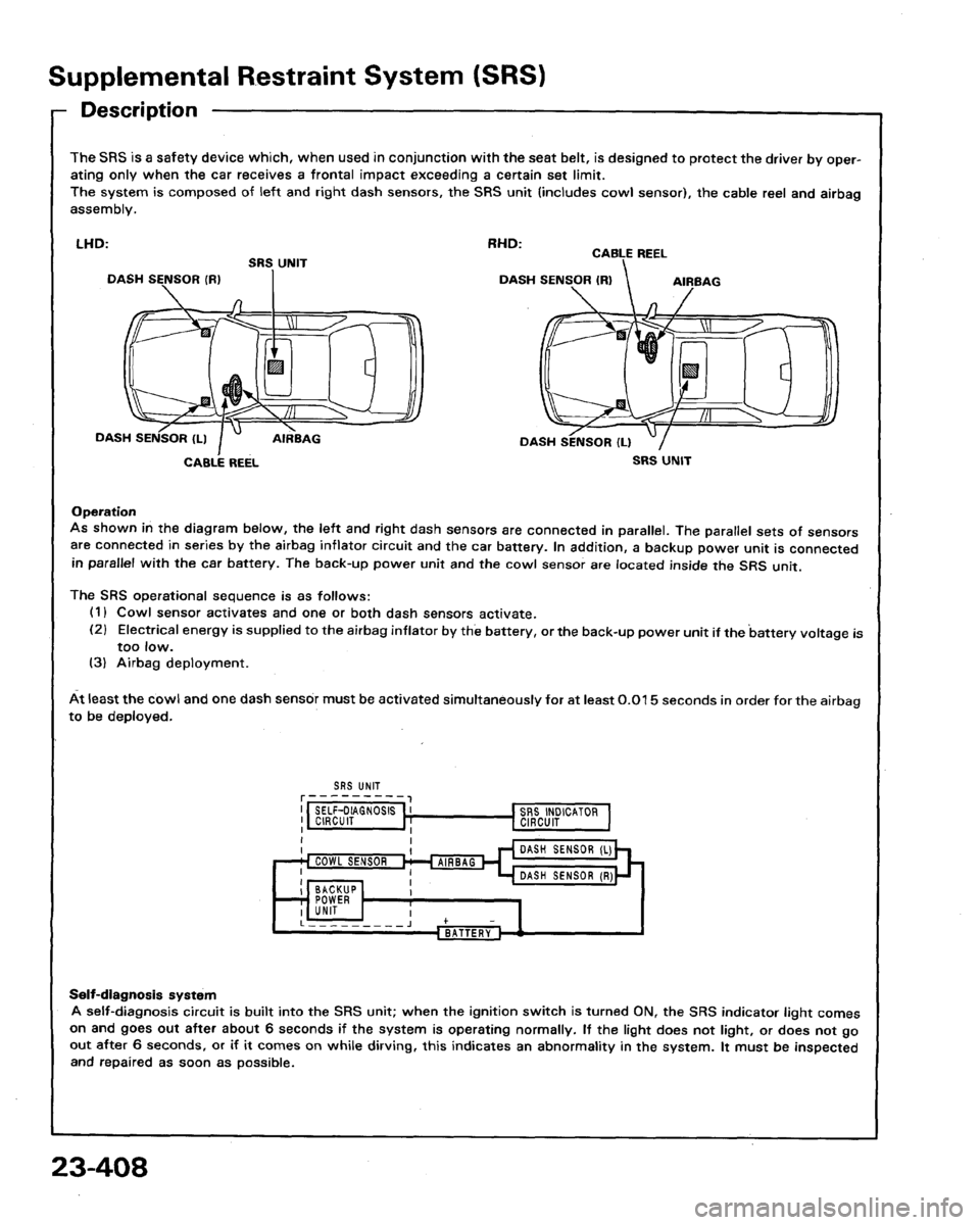 HONDA LEGEND 1991 2.G Workshop Manual 