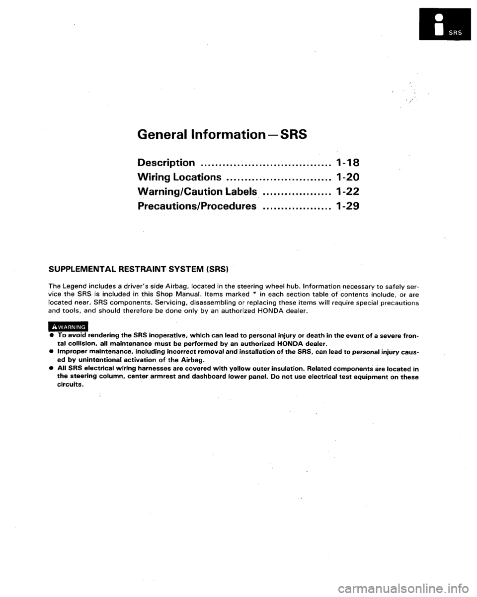 HONDA LEGEND 1991 2.G Workshop Manual 